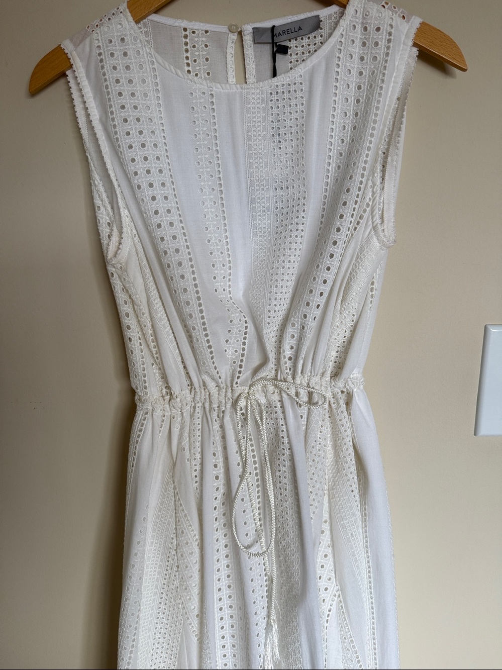 Marella White Eyelet Midi Dress | EU 42 (US 10) | NWT